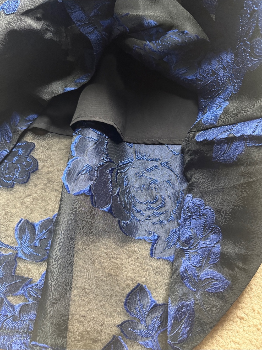 New York & Company Royal Blue Black Floral Jacquard A-Line Skirt | NEW | Size 6 - Picture 8 of 16